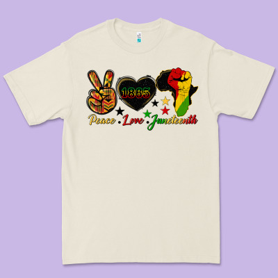 Peace Love Juneteenth Raised Fist Premium Tee Designed By Hra Design Shop
