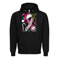 Black Pink Christmas Breast Cancer Ribbon Baseball Zipper Hoodie - BundleAndBundleShop