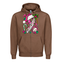 Chestnut Pink Christmas Breast Cancer Ribbon Baseball Zipper Hoodie - BundleAndBundleShop