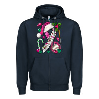 Navy Pink Christmas Breast Cancer Ribbon Baseball Zipper Hoodie - BundleAndBundleShop