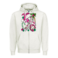 Oatmeal Heather Pink Christmas Breast Cancer Ribbon Baseball Zipper Hoodie - BundleAndBundleShop