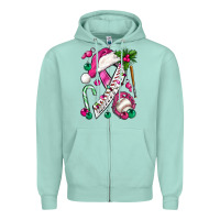Seafoam Pink Christmas Breast Cancer Ribbon Baseball Zipper Hoodie - BundleAndBundleShop