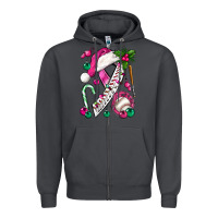 Smoke Pink Christmas Breast Cancer Ribbon Baseball Zipper Hoodie - BundleAndBundleShop