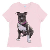 Bubblegum Pink pitbull Ladies Tee - RanaPortraitStore