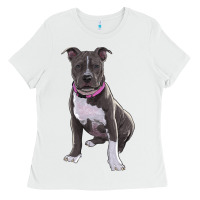 White pitbull Ladies Tee - RanaPortraitStore