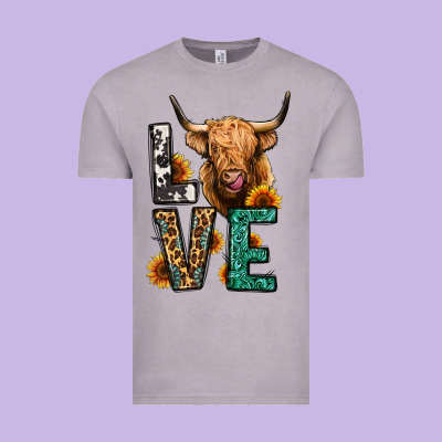 Love Long Haired Cow Vintage Tee Designed By Jasminsmagicworld