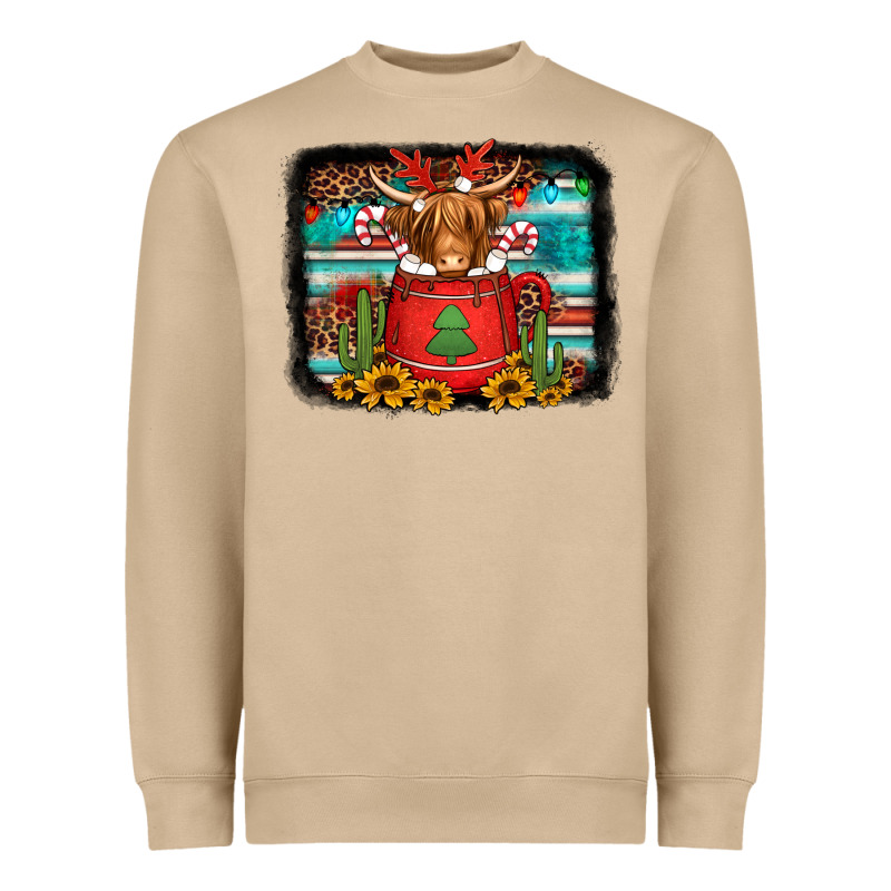 Hot Coco Christmas Highland Cow With Background Heavyweight Sweatshirt by Jasminsmagicworld | Teevron