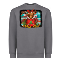 Storm hot coco christmas highland cow with background Heavyweight Sweatshirt - Jasminsmagicworld