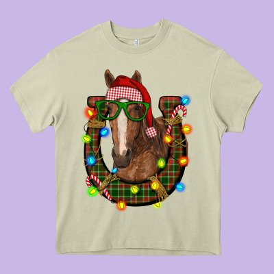 Christmas Horseshoe With Horse Heavy Core Tee Designed By Ranaportraitstore