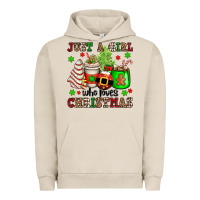 Pigment French Oak just a girl who loves christmas Urban Hoodie - OliviaCreatesArt
