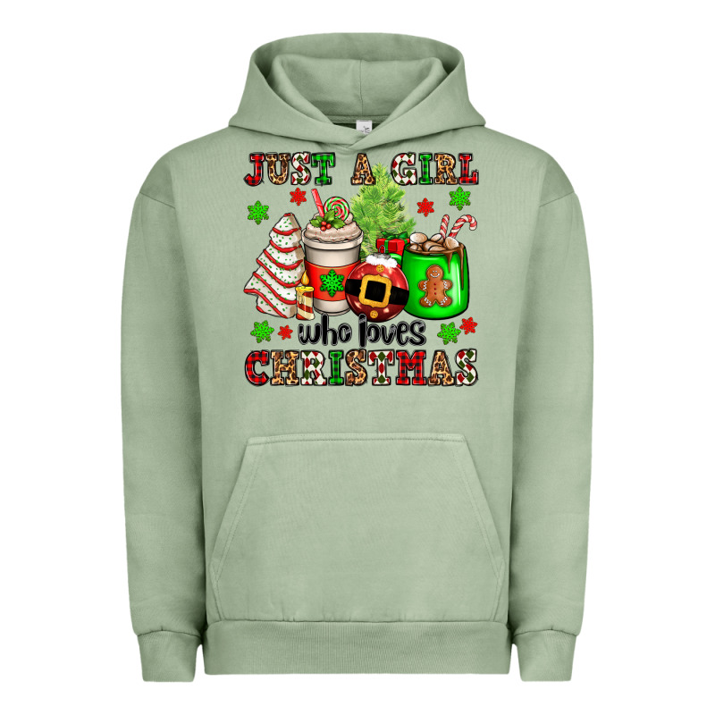 Just A Girl Who Loves Christmas Urban Hoodie by OliviaCreatesArt | Teevron