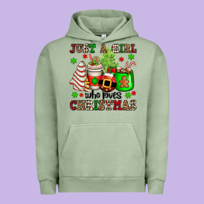 Just A Girl Who Loves Christmas Urban Hoodie Designed By Oliviacreatesart