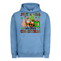 Pigment Pebble Blue just a girl who loves christmas Urban Hoodie - OliviaCreatesArt