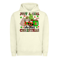 Pigment Pistachio just a girl who loves christmas Urban Hoodie - OliviaCreatesArt
