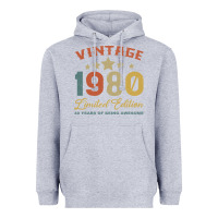 Heather Grey Vintage 1980 Clothes 40 Years Old Retro 40th Birthday Heavyweight Hoodie - Bettercallsaul