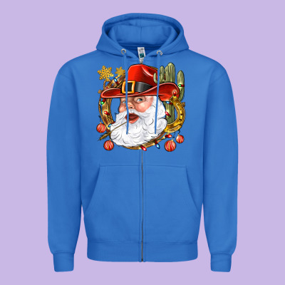 Cowboy Santa Zipper Hoodie Designed By Bundleandbundleshop