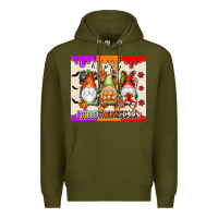 Army Green Happy Hallothanksmas gnomes Premium Hoodie - texasbilliewilder