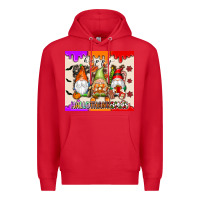 Red Happy Hallothanksmas gnomes Premium Hoodie - texasbilliewilder