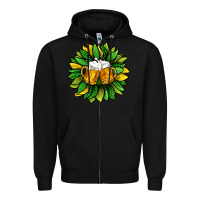 Black St. Patricks Sunflower With Beer Zipper Hoodie - BundleAndBundleShop