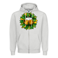 Dove Grey St. Patricks Sunflower With Beer Zipper Hoodie - BundleAndBundleShop