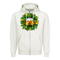 Oatmeal Heather St. Patricks Sunflower With Beer Zipper Hoodie - BundleAndBundleShop