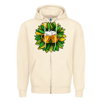 Sandshell St. Patricks Sunflower With Beer Zipper Hoodie - BundleAndBundleShop
