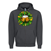 Smoke St. Patricks Sunflower With Beer Zipper Hoodie - BundleAndBundleShop