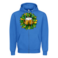 True Royal St. Patricks Sunflower With Beer Zipper Hoodie - BundleAndBundleShop