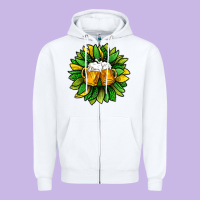 St. Patricks Sunflower With Beer Zipper Hoodie Designed By Bundleandbundleshop