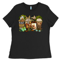 Black safari cartoon characters coffee cups Ladies Tee - Zillion Design Studio