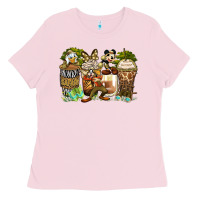 Bubblegum Pink safari cartoon characters coffee cups Ladies Tee - Zillion Design Studio