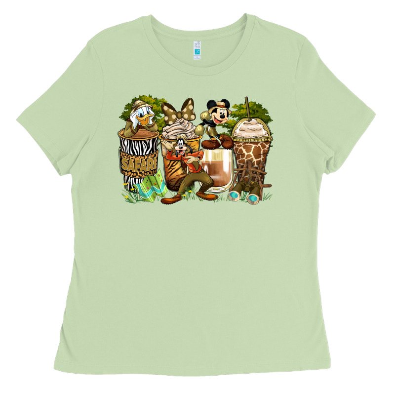 Safari Cartoon Characters Coffee Cups Ladies Tee by Zillion Design Studio | Teevron