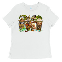 White safari cartoon characters coffee cups Ladies Tee - Zillion Design Studio