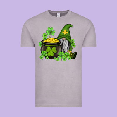 St Patricks Gnome And Pot Of Gold Vintage Tee Designed By Adodesignshop
