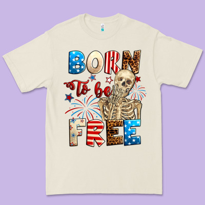 Born To Be Free With Skeleton 4th Of July Premium Tee Designed By Neo Western