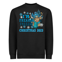 Black i'm freakin freezin christmas 2023 Heavyweight Sweatshirt - NancyCooperArtShop