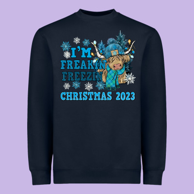 I'm Freakin Freezin Christmas 2023 Heavyweight Sweatshirt Designed By Nancycooperartshop