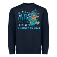Navy i'm freakin freezin christmas 2023 Heavyweight Sweatshirt - NancyCooperArtShop