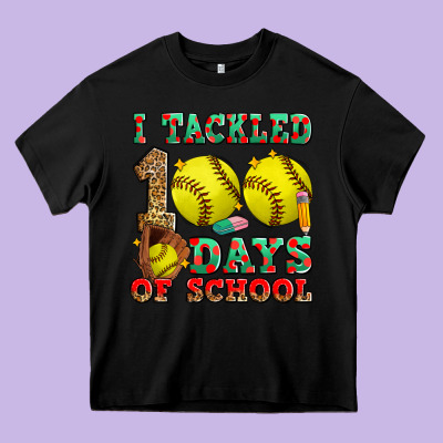 I Tackled 100 Days Of School Softball Heavy Core Tee Designed By Zillion Design Studio