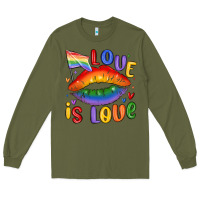 Army Green love is love lips Long Sleeve Tee - MaliasSmallBusiness