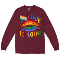 Burgundy love is love lips Long Sleeve Tee - MaliasSmallBusiness