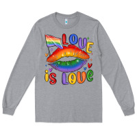 Heather Grey love is love lips Long Sleeve Tee - MaliasSmallBusiness