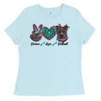 Baby Blue peace love pitbull Ladies Tee - RanaPortraitStore