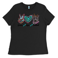 Black peace love pitbull Ladies Tee - RanaPortraitStore