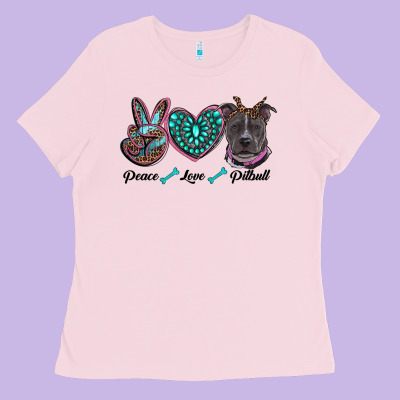 Peace Love Pitbull Ladies Tee Designed By Ranaportraitstore