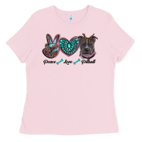Bubblegum Pink peace love pitbull Ladies Tee - RanaPortraitStore