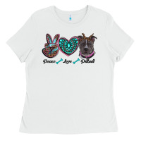 White peace love pitbull Ladies Tee - RanaPortraitStore