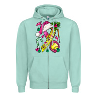 Seafoam Pink Christmas Breast Cancer Ribbon Softball Zipper Hoodie - BundleAndBundleShop