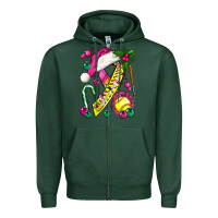 Sports Green Pink Christmas Breast Cancer Ribbon Softball Zipper Hoodie - BundleAndBundleShop