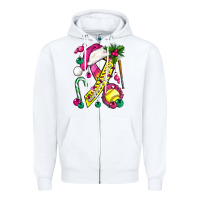 White Pink Christmas Breast Cancer Ribbon Softball Zipper Hoodie - BundleAndBundleShop